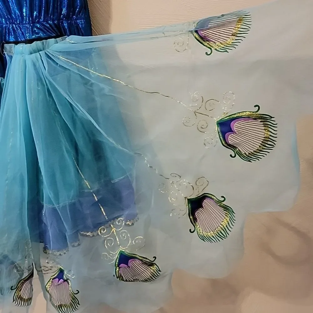 RUBIE'S TURQUOISE AND PURPLE PEACOCK COSTUME, SIZE MEDIUM (8-10)
